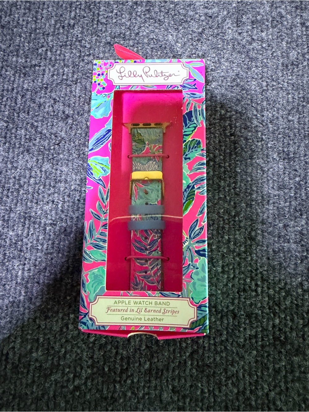 Lilly Pulitzer Pink Tropical Leather Apple Watch Band